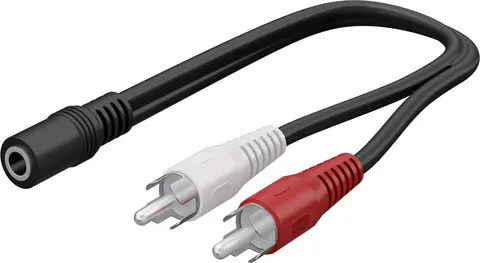 GOOBAY καλώδιο 3.5mm θηλυκό σε 2x αρσενικό RCA 50092, 0.2m, μαύρο