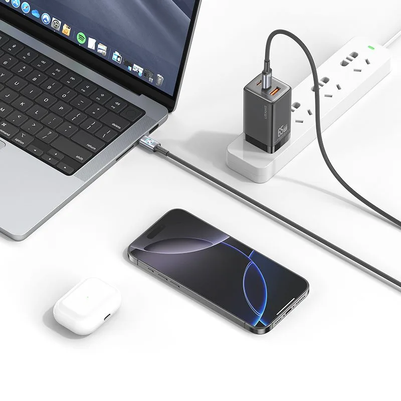 USAMS καλώδιο USB-C SJ752, 60W, 480Mbps, 1.2m, μπεζ — εικόνα 3