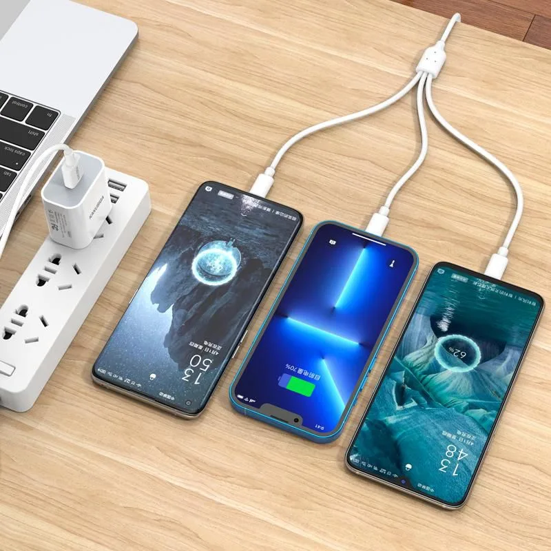 KAKUSIGA καλώδιο USB σε USB-C/Lightning/Micro USB KSC-1021, 5A, 1.2m, λευκό — εικόνα 2