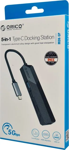 ORICO docking station MDK-5P, 5 θυρών, USB-C σύνδεση, 4K, μαύρο — εικόνα 4