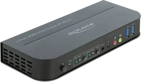 DELOCK HDMI KVM Switch 11481, 2 ports, USB 3.0, Audio, 4K/60Hz, μαύρο