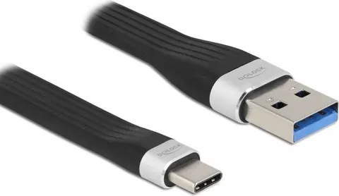DELOCK καλώδιο USB 3.2 σε USB-C 85771, 3A, 5Gbps, FPC, 13.5cm, μαύρο