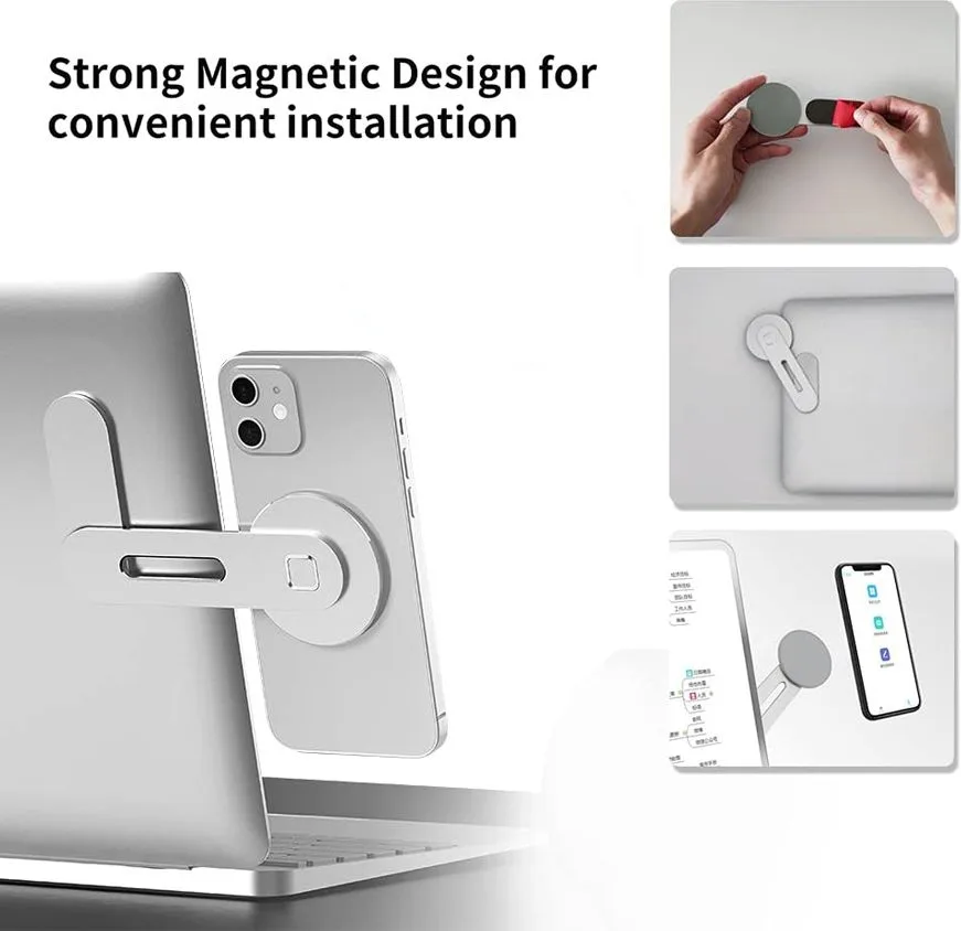 POWERTECH βάση για smartphone PT-1352, μαγνητική, ασημί — εικόνα 4