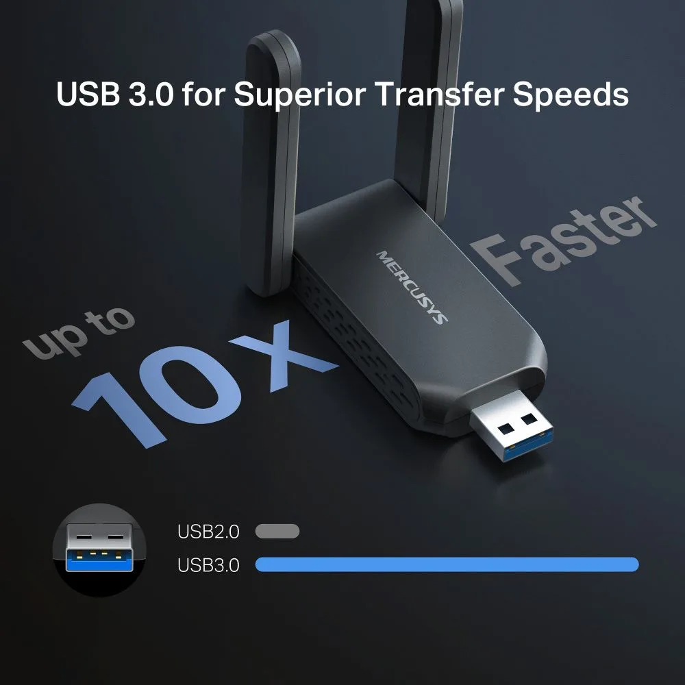MERCUSYS ασύρματος USB αντάπτορας δικτύου MA37BEH, BE6500, Tri-Band, V1.0 — εικόνα 8