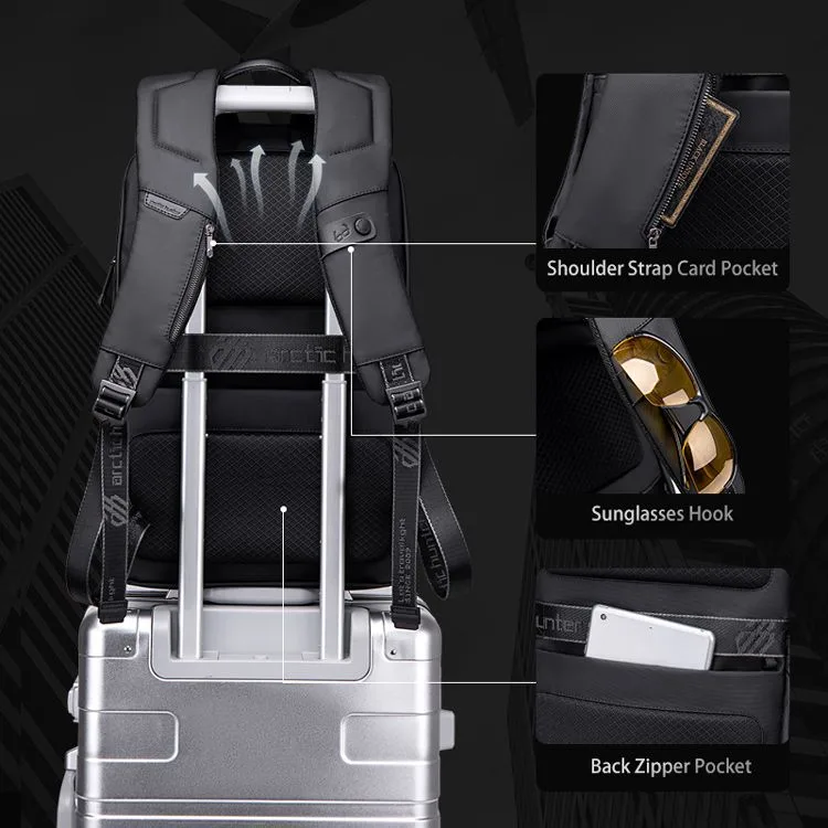ARCTIC HUNTER τσάντα πλάτης B00443 με θήκη laptop 15.6, USB, 19L, μαύρη — εικόνα 2
