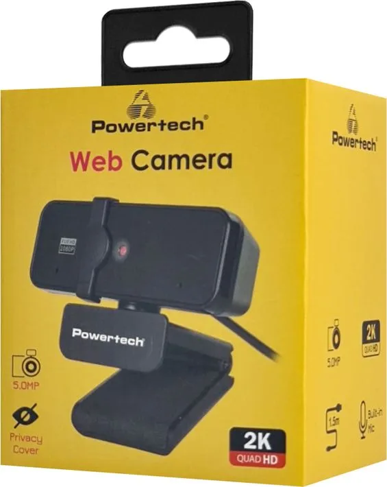 POWERTECH web camera PT-1291, 5MP, 2K Quad HD, αυτόματη εστίαση, 1.5m, μαύρη — εικόνα 6