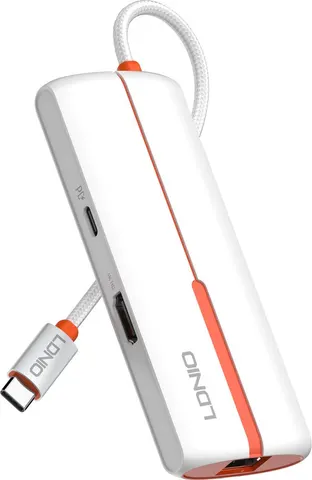 LDNIO docking station DS-26H, 6 θυρών, USB-C σύνδεση, 4K, 100W PD, λευκό