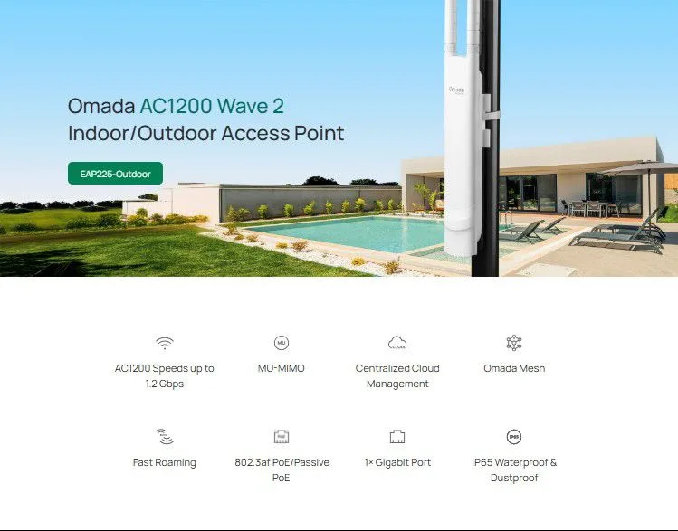 TP-LINK Access Point EAP225-OUTDOOR, AC1200 MU-Mimo, V3.20 — εικόνα 2