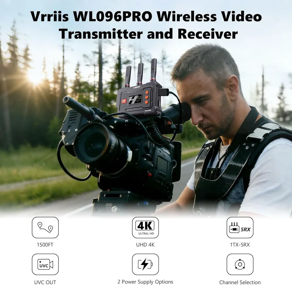 VRRIIS HDMI σύστημα ασύρματης μετάδοσης βίντεο WL096 Pro, 4K, 5GHz, έως 450m — εικόνα 2