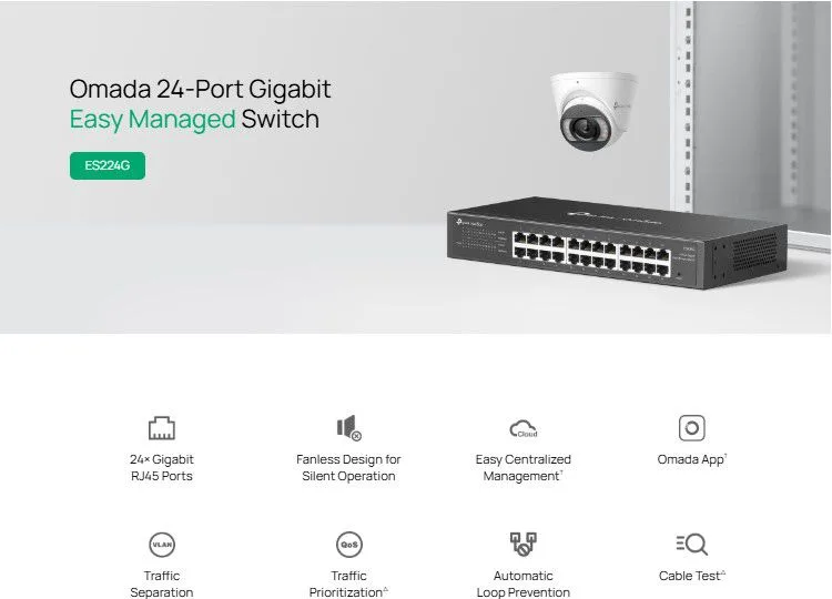 TP-LINK easy managed switch ES224G, 24x Gigabit θύρες, V1.0 — εικόνα 2