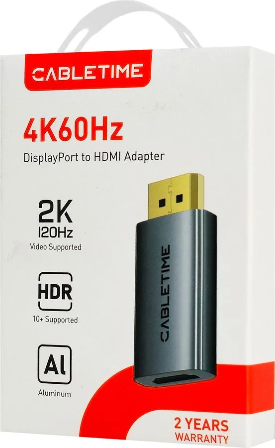 CABLETIME αντάπτορας DisplayPort σε HDMI CT-DMHF4K-AG6, 4K/60Hz, γκρι — εικόνα 7