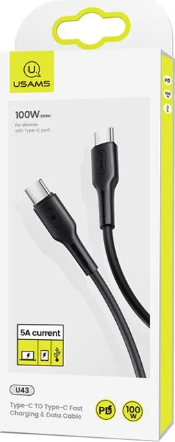 USAMS καλώδιο USB Type-C U43, 5A 100W, PD, 1.2m, μαύρο — εικόνα 3