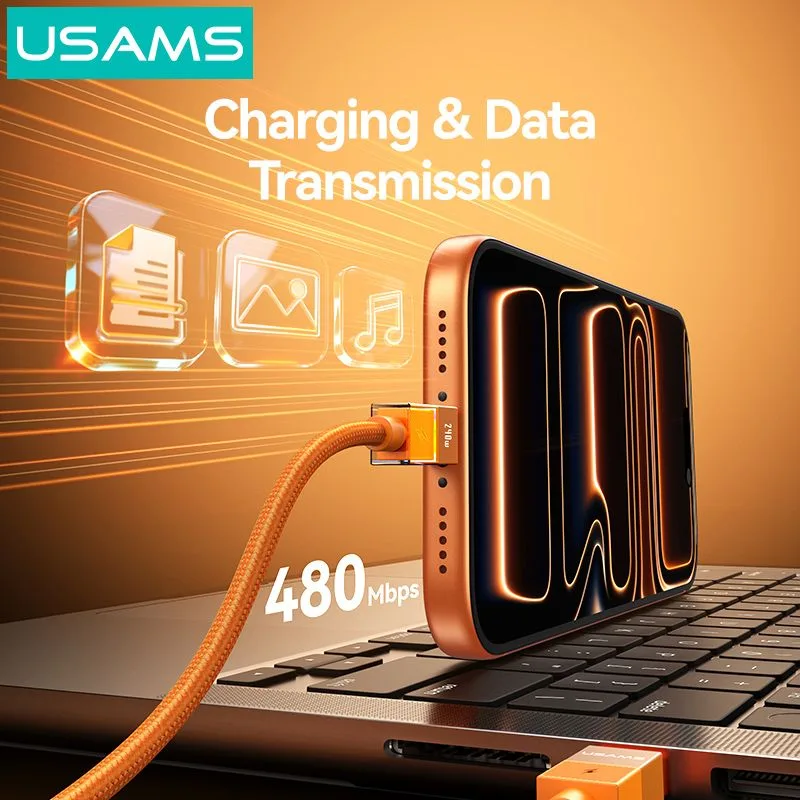 USAMS καλώδιο USB-C SJ775, 240W, 480Mbps, 1.2m, μαύρο — εικόνα 4
