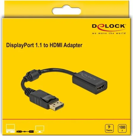 DELOCK αντάπτορας DisplayPort σε HDMI 61011, 1080p/60Hz, Passive, μαύρος — εικόνα 2