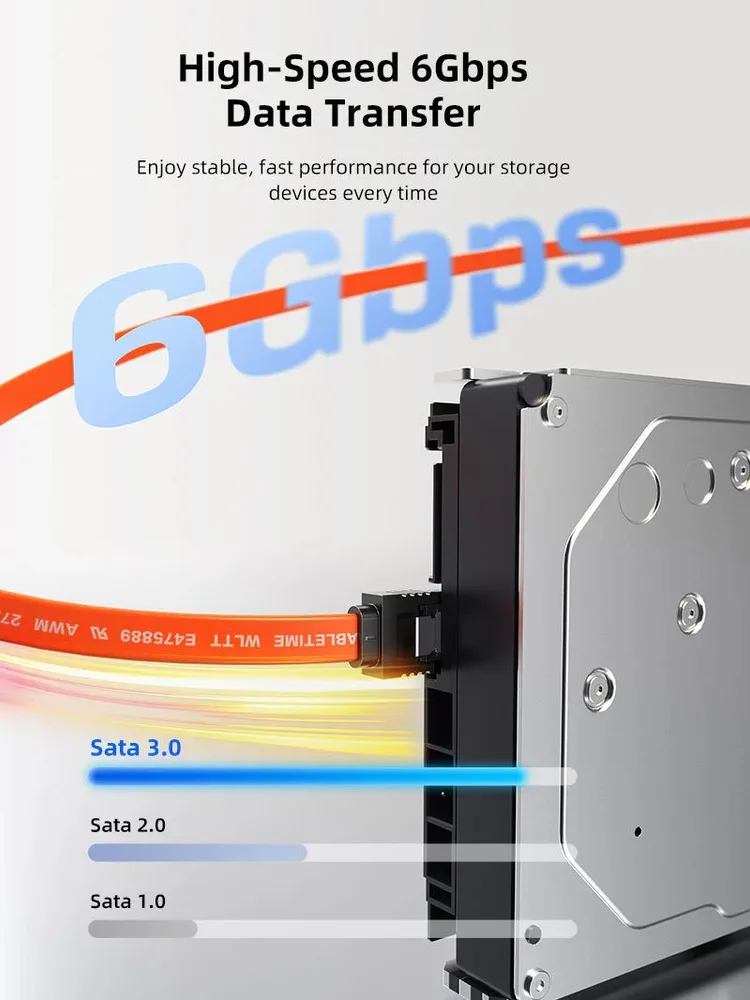 CABLETIME καλώδιο SATA III CT-SATA3, 6Gbps, 0.50m, πορτοκαλί — εικόνα 2