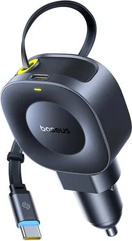 BASEUS Primetrip VR2, φορτιστής ΑΥΤΟΚΙΝΗΤΟΥ, με ΑΝΑΔΙΠΛΟΥΜΕΝΟ καλώδιο Type-C, 45W, ΜΑΥΡΟΣ