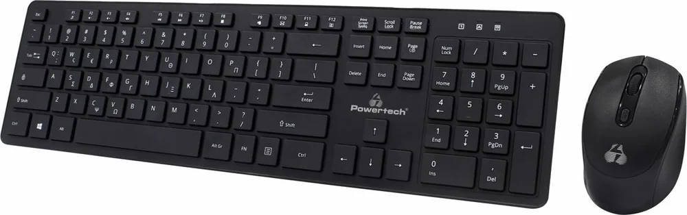 POWERTECH set ποντίκι & πληκτρολόγιο PT-1189, ασύρματο, 1600DPI, μαύρο — εικόνα 2