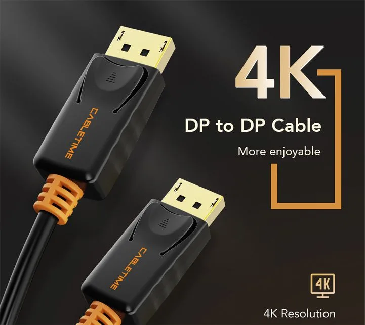 CABLETIME καλώδιο DisplayPort CT-01G, 4K/60Hz, 4.5m, μαύρο — εικόνα 2