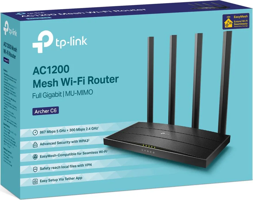 TP-LINK router Archer C6, Wi-Fi 1200Mbps AC1200, MU-MIMO, V6.0 — εικόνα 8
