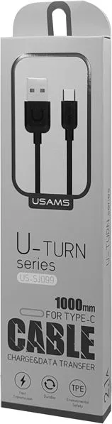 USAMS καλώδιο USB σε USB-C US-SJ099 U-Turn, 2.1A, 1m, μαύρο — εικόνα 3