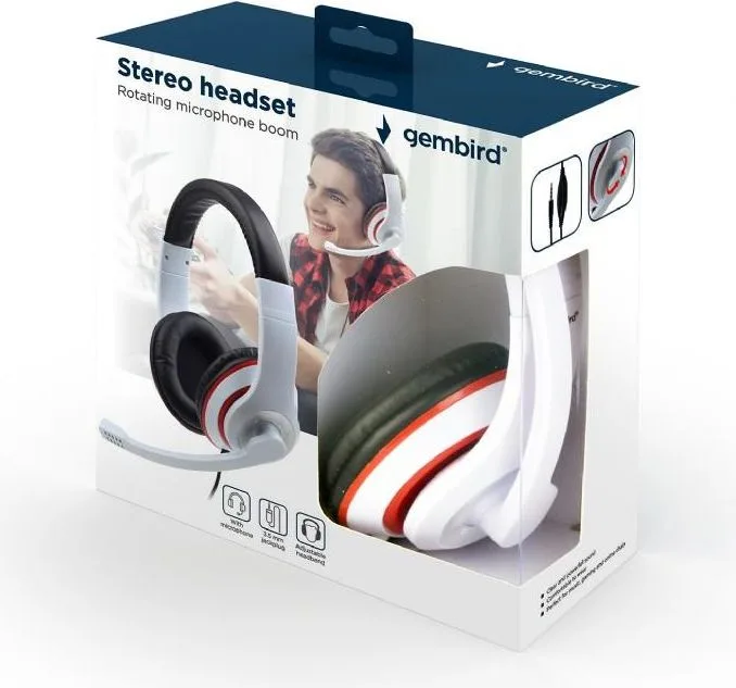 GEMBIRD Headset Λευκο/κοκκινο MHS-003 — εικόνα 2