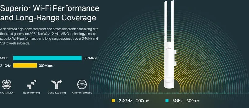 TP-LINK ασύρματο access point EAP225-OUTDOOR, AC1200 MU-MIMO, Ver. 3.0 — εικόνα 7
