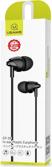 USAMS earphones με μικρόφωνο EP-39, 3.5mm σύνδεση, Φ10mm, 1.2m, μαύρα — εικόνα 3