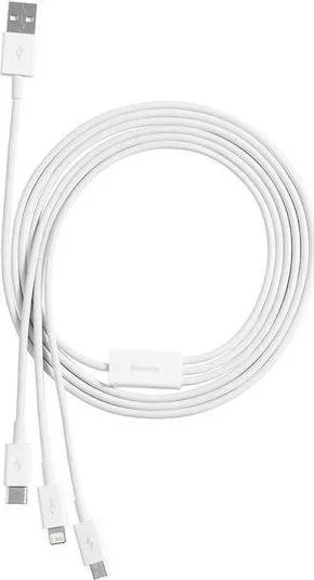 BASEUS Superior Series, καλώδιο ΓΡΗΓΟΡΗΣ φόρτισης, Lightning + Type-C + Micro, 0.5m, 3.5A, λευκό — εικόνα 3