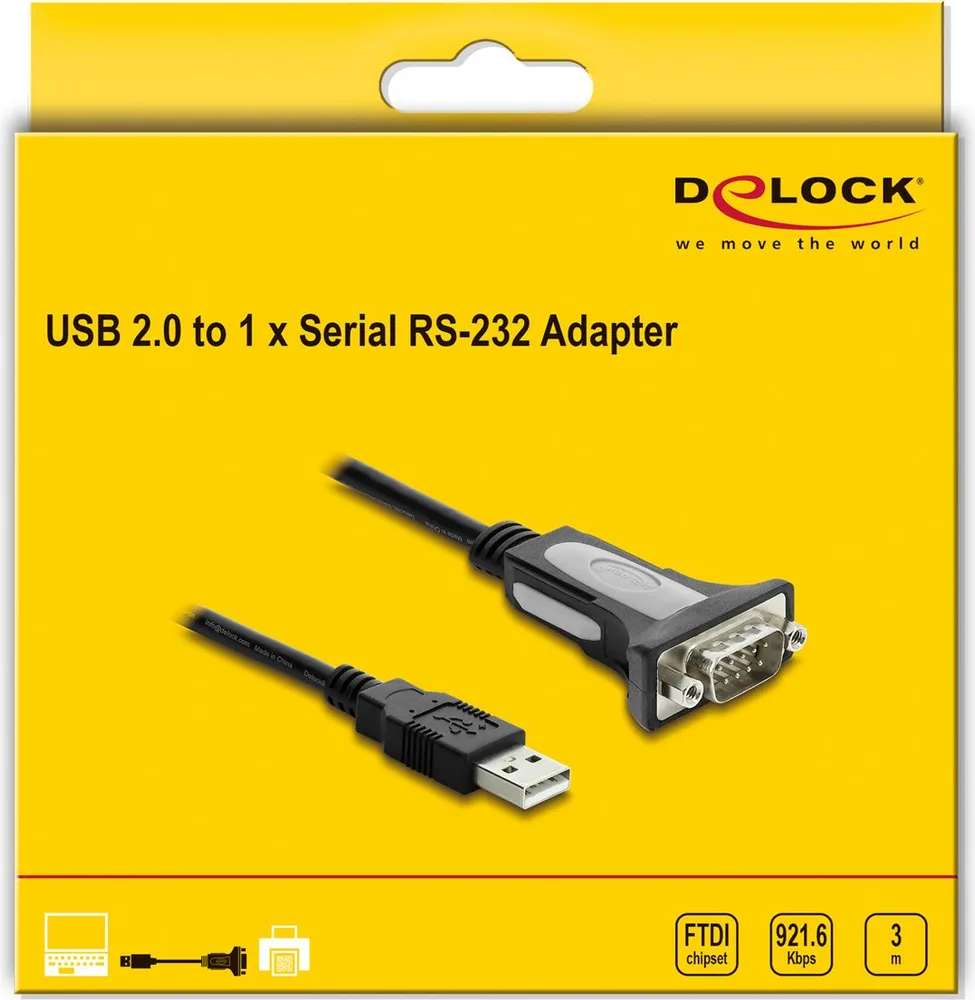 DELOCK καλώδιο USB σε RS-232 66922, 921.6Kbps, 3m, μαύρο — εικόνα 4