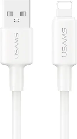 USAMS καλώδιο Lightning σε USB SJ762, 2.4A 12W, 480Mbps, 1m, λευκό