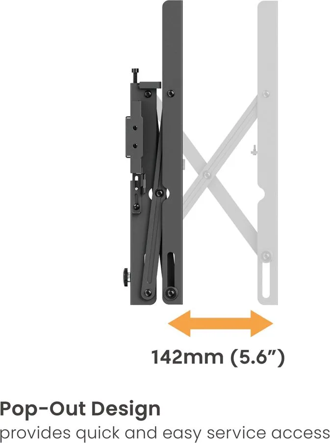 BRATECK επιτοίχια βάση τηλεόρασης LVW02E-46T, 37-70", έως 70kg, Pop-Out — εικόνα 5