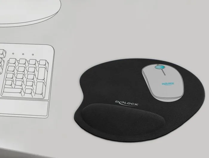 DELOCK mousepad 12040 με gel στήριγμα καρπού, 230 x 202mm, μαύρο — εικόνα 2