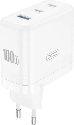 XO CE35 φορτιστής 100W GAN, 2 ΘΥΡΕΣ Type-C, 1 θύρα USB, ΛΕΥΚΟΣ
