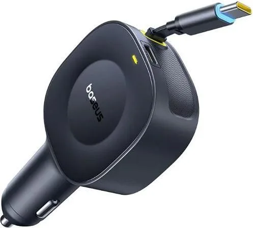 BASEUS Primetrip VR2, φορτιστής ΑΥΤΟΚΙΝΗΤΟΥ, 1 θύρα, με ΑΝΑΔΙΠΛΟΥΜΕΝΟ καλώδιο Type-C, 30W, μαύρο — εικόνα 3