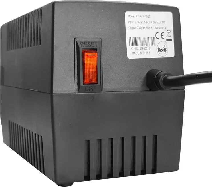POWERTECH σταθεροποιητής ρεύματος PT-AVR-1500, 1500VA, 3x έξοδοι πρίζας — εικόνα 4