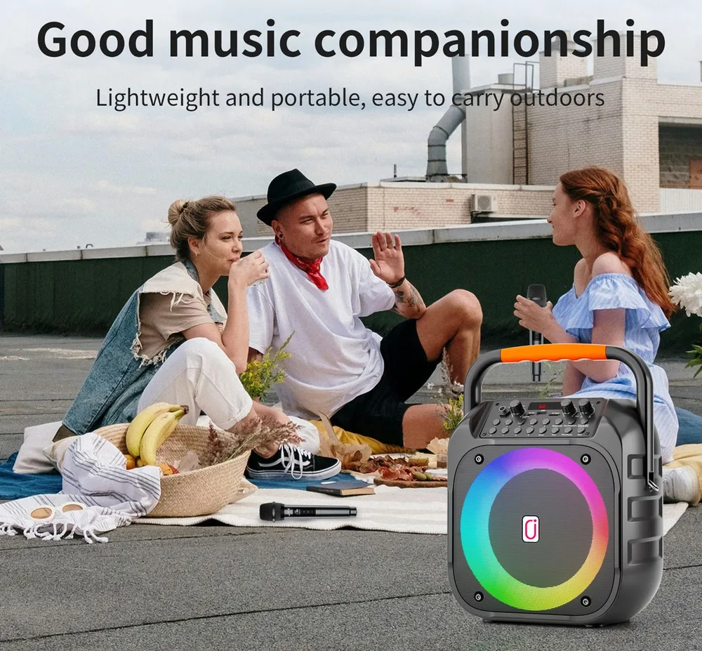 JYX φορητό ηχείο T26-T με 2x μικρόφωνα, 20W, 4000mah, LED, μαύρο — εικόνα 2
