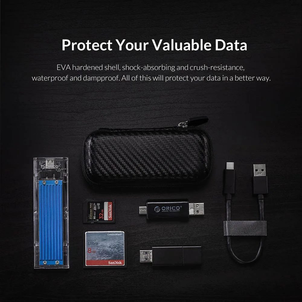 ORICO θήκη προστασίας M2 SSD M2PH01-BK-BP, αδιάβροχη, μαύρη — εικόνα 4