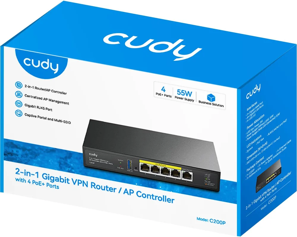 Cudy C200P Gigabit VPN Router, AP Controller, 4 PoE Ports — εικόνα 3