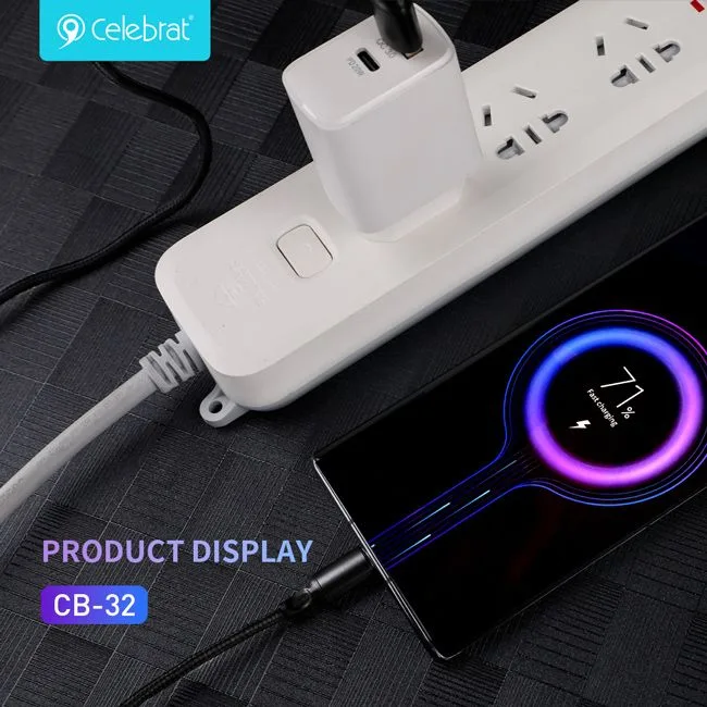 CELEBRAT καλώδιο Lightning σε USB CB-32, 2.4A, 1m, μαύρο — εικόνα 2
