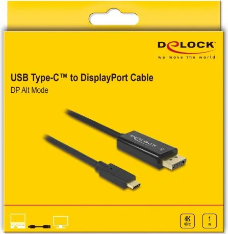 DELOCK καλώδιο USB-C σε DisplayPort 85255, DP Alt Mode, 4K, 1m, μαύρο — εικόνα 3