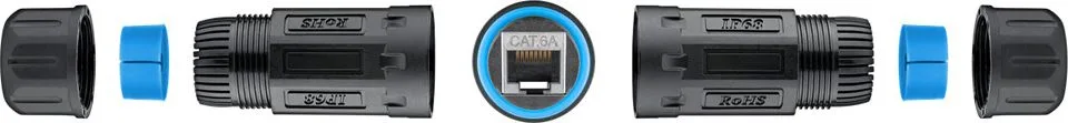 GOOBAY αδιάβροχος σύνδεσμος RJ45 Cat 6A 59582, IP68, μαύρος — εικόνα 3