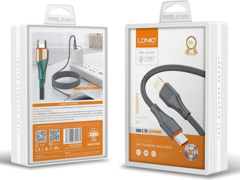 LDNIO καλώδιο Lightning σε USB-C LC631I, 30W PD, 1m, πράσινο — εικόνα 4