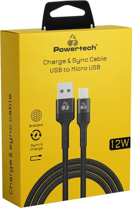 POWERTECH καλώδιο micro USB σε USB PTR-0170, 12W 2.4A, copper, 1.5m, μαύρο — εικόνα 2
