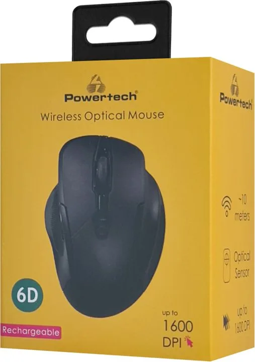 POWERTECH ασύρματο ποντίκι PT-1288, USB δέκτης, έως 1600DPI, 400mAh, μαύρο — εικόνα 6