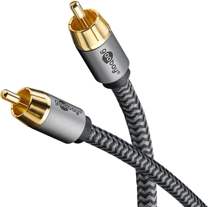 GOOBAY καλώδιο ήχου RCA σε RCA 65296, 2m, μαύρο/ασημί — εικόνα 3