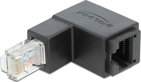 DELOCK αντάπτορας RJ45 86423, CAT 6 UTP, γωνιακός 90°, μαύρος