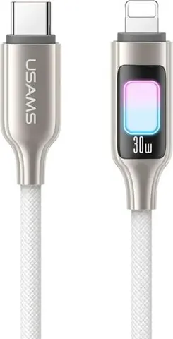 USAMS καλώδιο Lightning σε USB-C SJ749, 30W, 480Mbps, 1.2m, λευκό