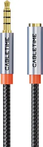 CABLETIME καλώδιο προέκτασης ήχου 3.5mm CT-AE35M, gold plated, 3m, μαύρο