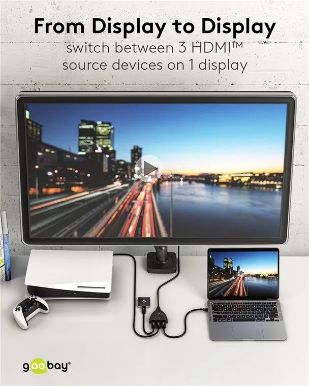 GOOBAY HDMI switch 58488, 3-in σε 1-out, 4K/60Hz, μαύρο — εικόνα 3