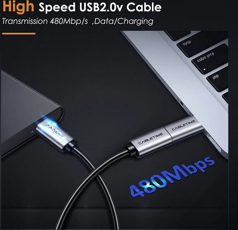 CABLETIME αντάπτορας USB-C σε micro USB CT-CMMCBF-ASG, 480Mbps, γκρι — εικόνα 3